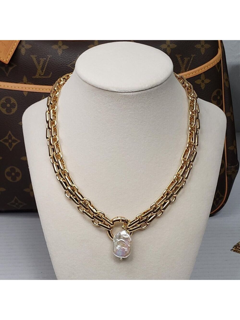 Authentic Louis Vuitton Lock & Key w/ Unbranded Stainless Steel Chain Necklace - Picture 13 of 16